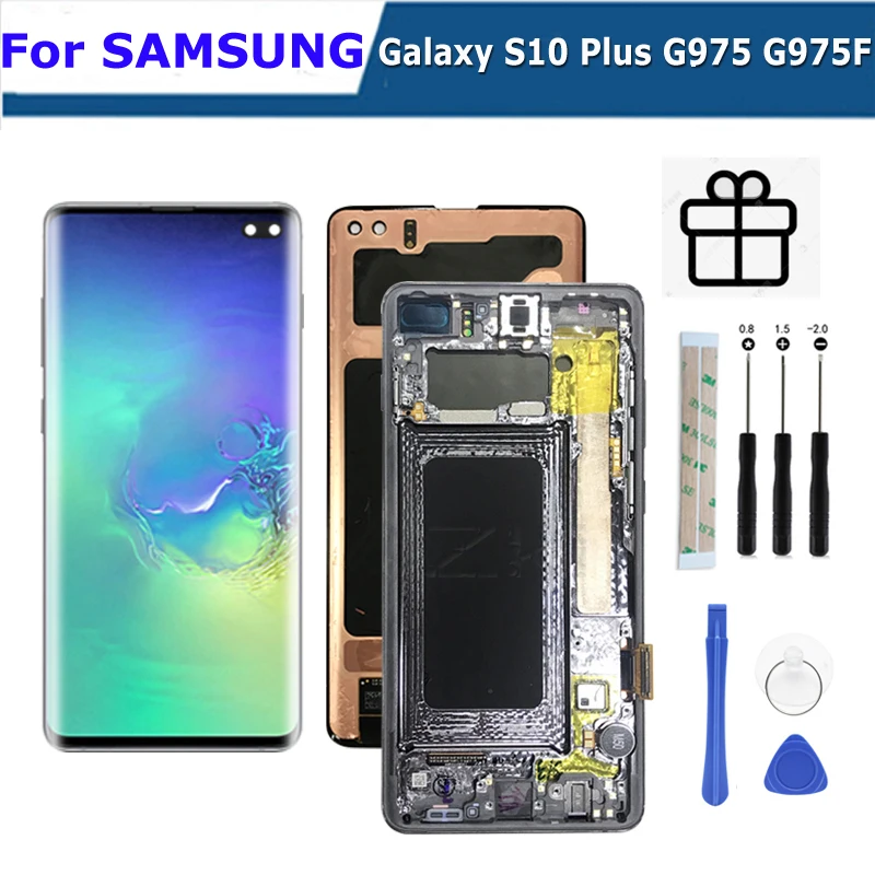 Pantalla t&aacute;ctil LCD Amoled de 6,4 "para Samsung Galaxy S10 Plus, montaje de digitalizador G975f/ds G975, G975u1, G9750, herramienta de reparaci&oacute;n-0