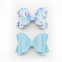 2pcs lovely solid mix watercolor leather bow kawaii hairpins headwear side hair clips barrettes cute hair accessories girls kids