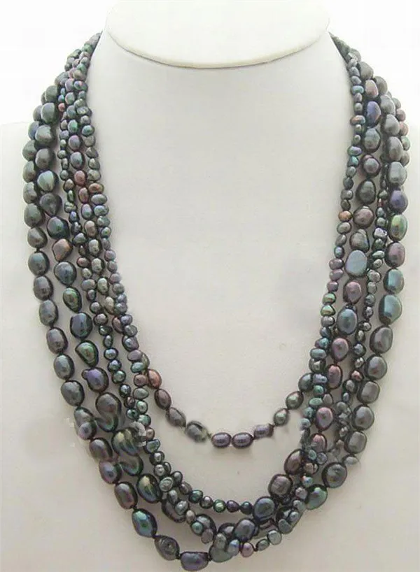 

Ожерелье женское из натурального жемчуга 5-9 мм, 5 нитей