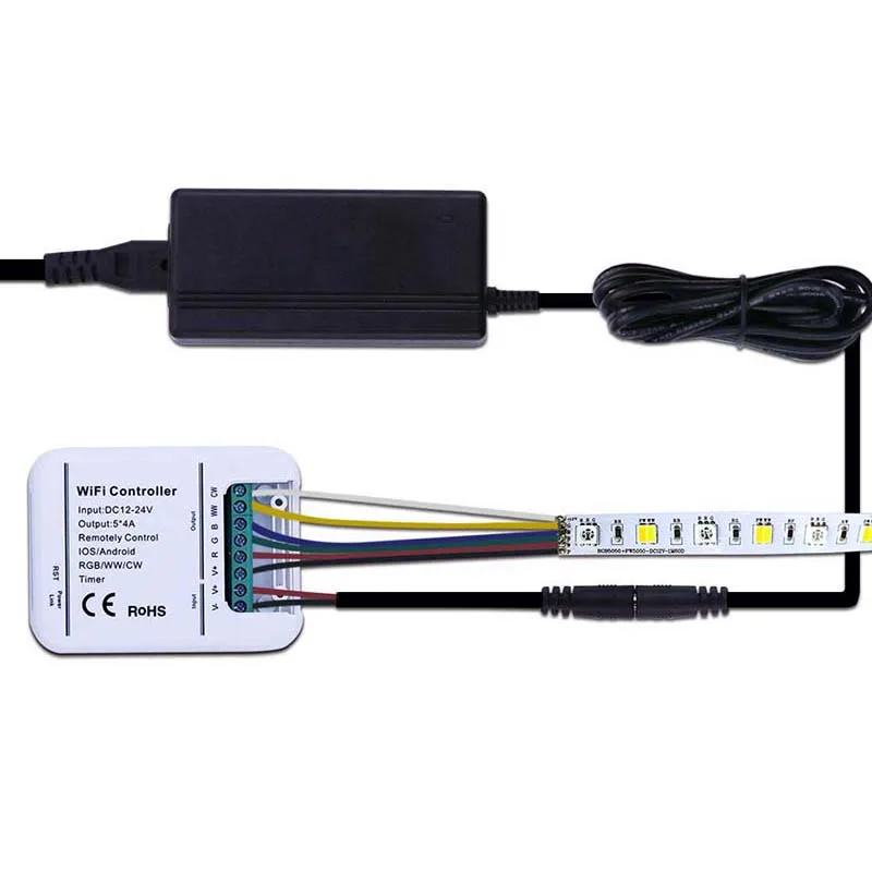 4A * 5CH RGB/WW/CW Светодиодный контроллер Wi-Fi IOS Android Smart Link таймер управления музыкой |