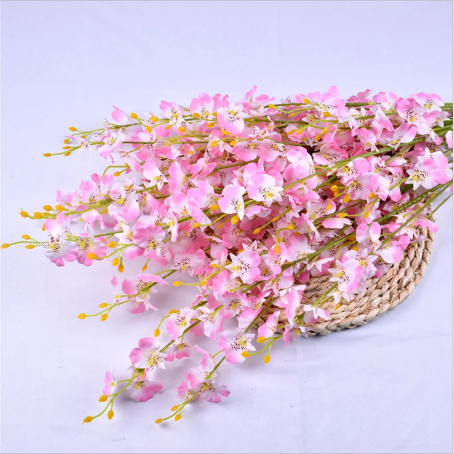 

High-quality 5 Branches Plastic Butterfly Orchid Vases for Diy Home Decor Wedding Decorative Plants Gifts Box Artificial Flowers