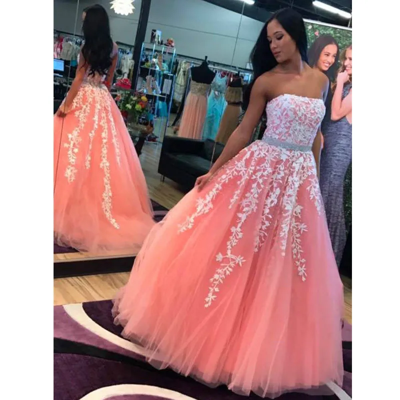 2020 без бретелек аппликация кружева розовый и платья цвета слоновой кости на