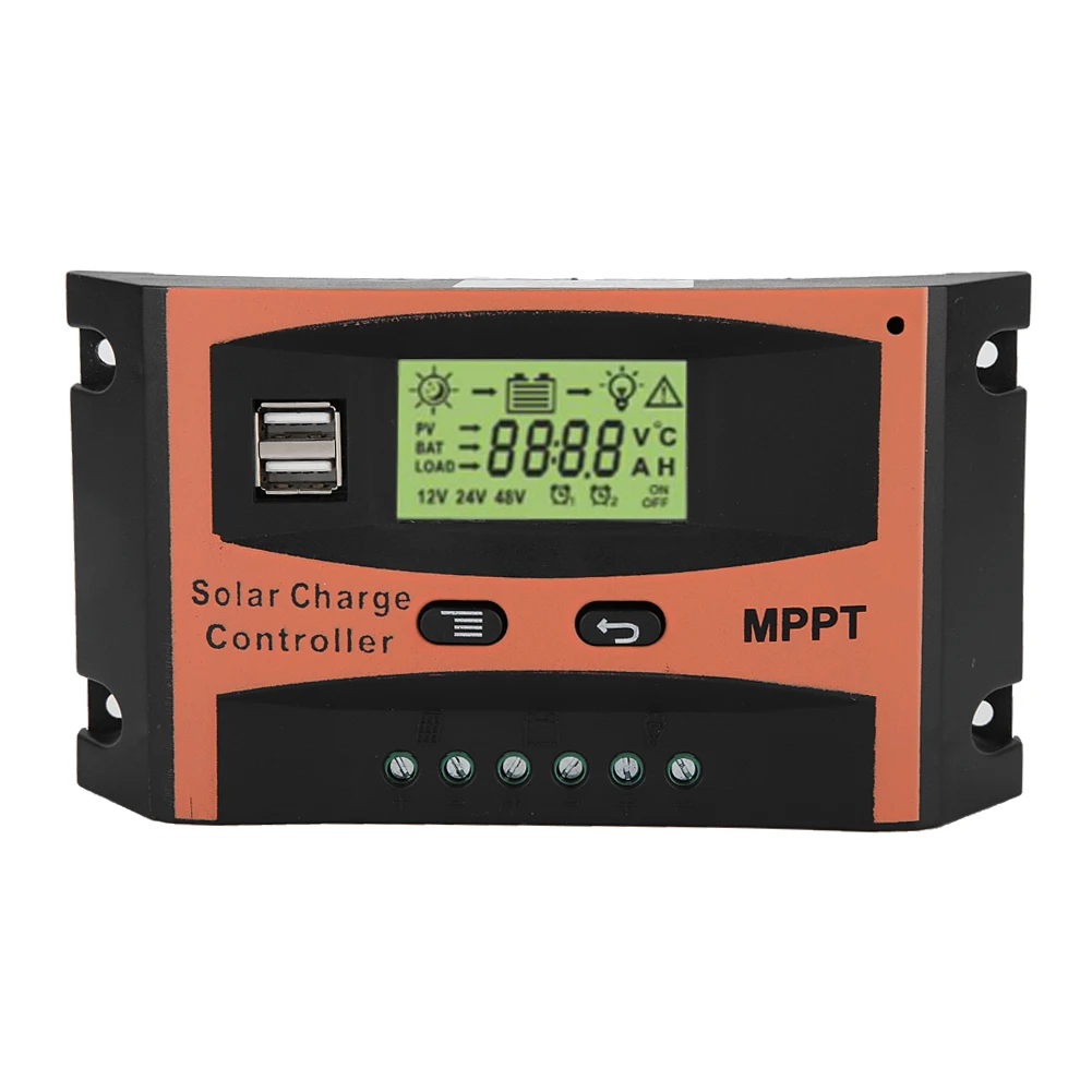 

12V/24V MPPT Solar Panel Regulador LCD Screen Auto Battery Controller LCD Display Controller (30A/40A/50A) Orange + Black