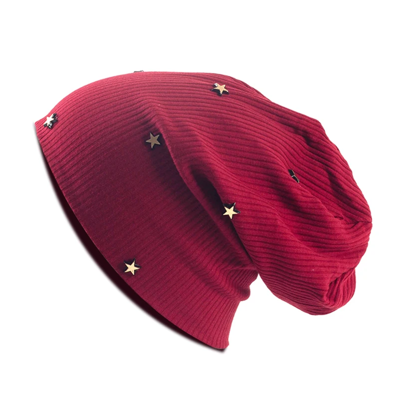 

Geebro женские мягкие однотонные теплые хлопковые шапки с пятью острыми звездами Аксессуары Шапки эластичные модные шапки шляпа