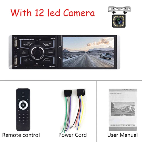 With 12 Led Camera AMPrime 1 Din автомобильный Autioradio радио 4," сенсорный экран автомобильный мультимедийный плеер FM/TF/AUX/USB Bluetooth автомобильный стерео с задней камерой - Color: With 12 Led Camera
