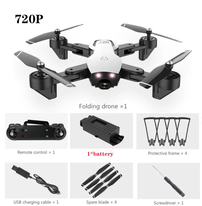 White 720P 1B L107 Дрон 4K 2,4G wifi FPV с широкоугольным двойным HD Вертолет камеры игрушка 20 минут долгое время полета складной портативный - Цвет: White 720P 1B