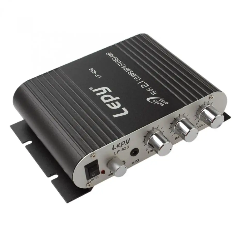 Lepy LP-838 усилитель мощности для автомобиля Hi-Fi 2,1 MP3 радио аудио стерео бас динамик усилитель плеер для мотоцикла дома без разъема питания