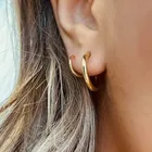 Искусственные Двойные серьги спиральный обруч для женщин, из нержавеющей стали, позолоченные, вращающиеся, минималистичные украшения, 2021