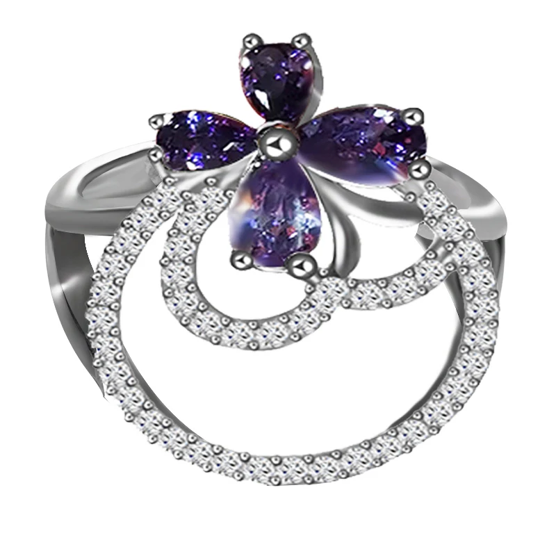 Ayowei Большая распродажа фиолетовый кубический циркон серебряного цвета
