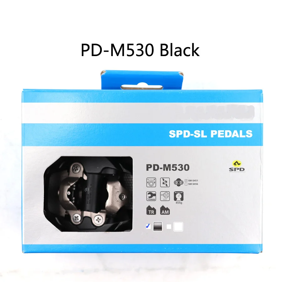 SHIMANO PD-M530 педаль SPD MTB Трейл без клипса педали с бутсами оригинальная коробка черный белый включает SM-SH51 Запчасти для горного велосипеда