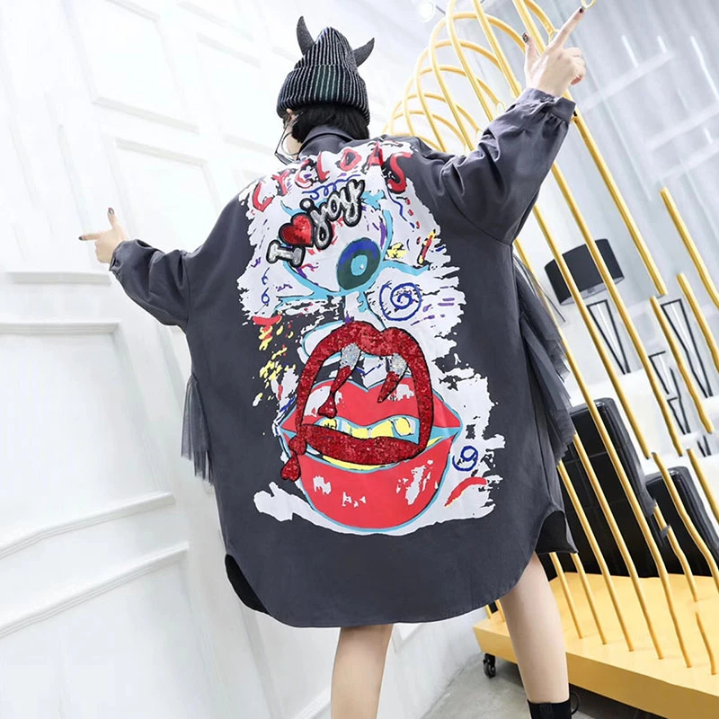 Новинка Bf Стильное женское пальто модное Свободное длинное Новое Кружевное с