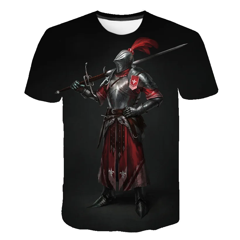 Футболка мужская футболка с принтом рыцарь темплар 3D уличная мода крутая