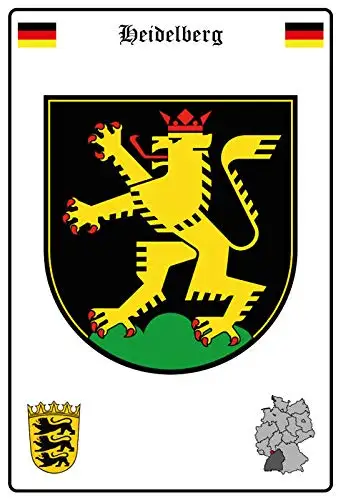 

Heidelberg Germany Emblem Tin Sign Shield Arched Tin Sign Retro Wall Home Bar Pub Vintage Cafe Decor, 8x12 Inch