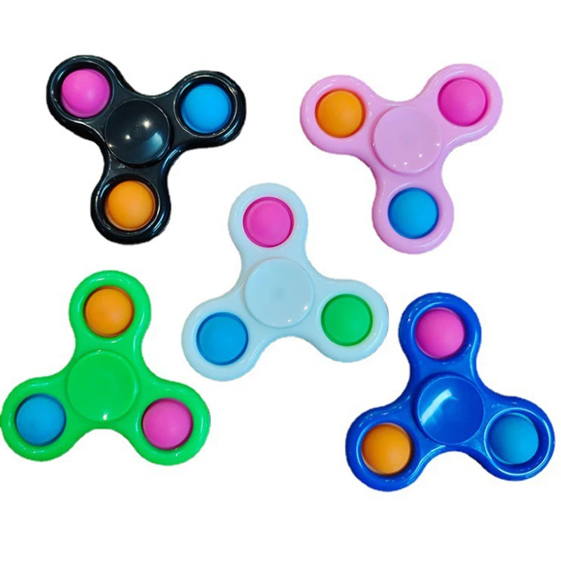 

Anti-Stress Pressure Reliever Montessori Fidget Spinners Simple Dimple Push Pop It Keychain Toys for Adult Kids