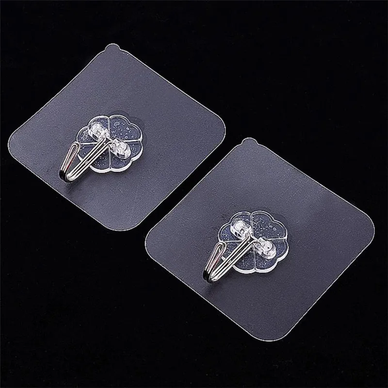 

6pcs Strong Transparent Wall Hanger Space Saver Waterproof Flower Adhesive Hooks Heavy Load Sucker Rack sale