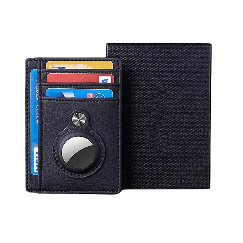 

Leather Airtag Wallet Airtags Card Holder Anti-lost Protective Cover RFID Wallet