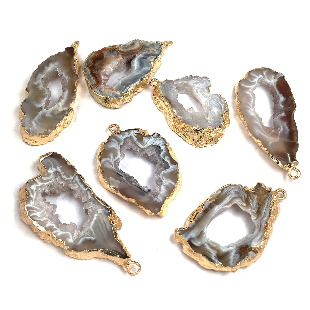 Модные подвески из натурального камня Агаты кварцевые друза Подвески для