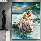 Алмазная 5D картина сделай сам, квадратная вышивка с изображением тигра и красоты, мозаика для домашнего декора