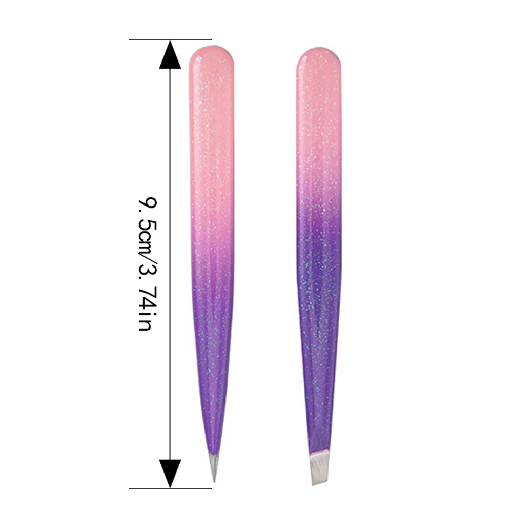 

2pcs Eyebrow Tweezers Set Stainless Steel Slant Pointed Tweezers For Hair Removal Eyebrow Trimming Tools