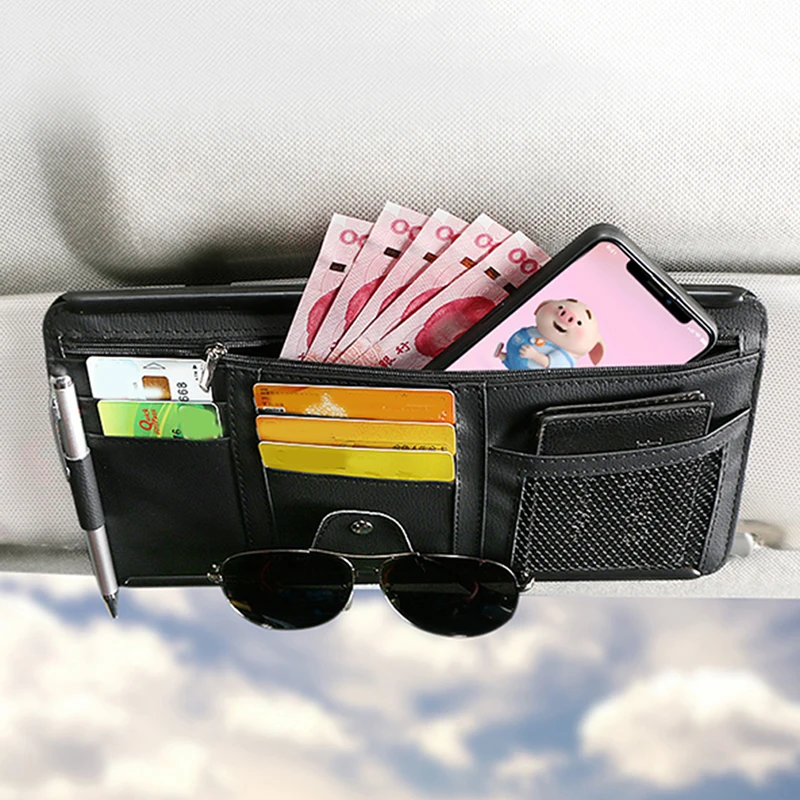 

Car Sun Visor Bill Pen Business Card Holder CD DVD Organizer Storage Box Sunglasses Clip Stowing Tidying Car Accessories