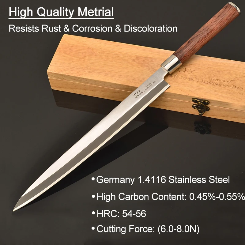 Профессиональный японский нож для суши сашими 11 дюймов левая рука немецкий рыбы