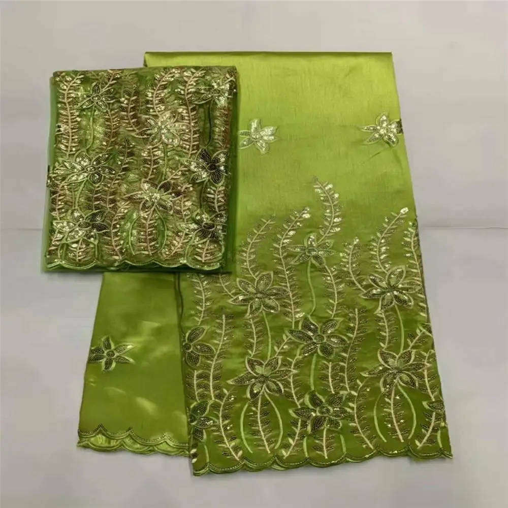 Африканский Джордж кружевная ткань с блузка индийский лимон зеленый французский