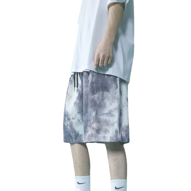

2021 Summer Tie-dyed Casual Shorts for Men Summer Couple Beach Pants Loose-fitting Trend Sports Five-cent Pants