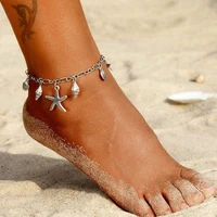 bohemian anklets for women starfish shell pendant anklet summer beach foot ankle vintage anklet bracelet on leg jewelry
