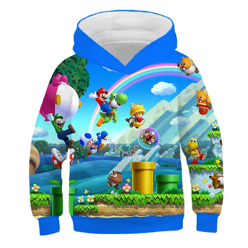 

Super Mario 3D Printing Boys Girls Clothes Casual Hooded Pullover Sportswear Gift Sweatshirt Tops 2021 4-14 Boys Hoodie