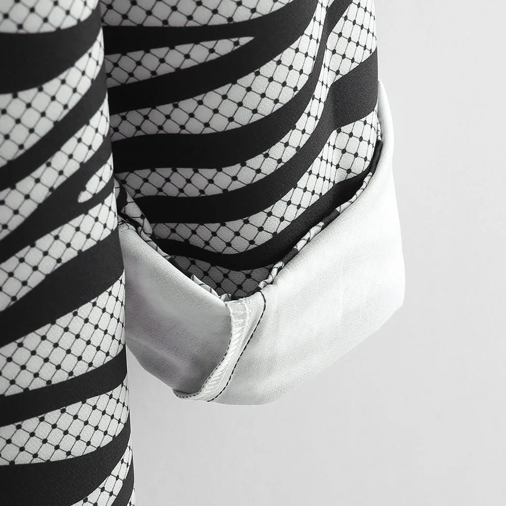 Рубашка мужская с принтом модная повседневная приталенная блузка длинным