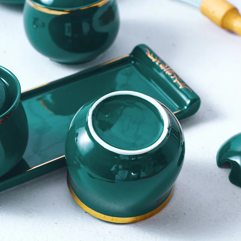 

Nordic Ceramic Seasoning Jar Set Peacock Green Household Seasoning Box Kitchen MSG Salt Sugar Sauce Bottle Gift Seasoning Box