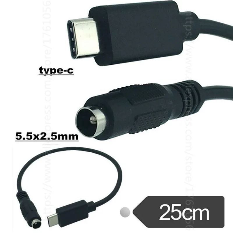 25 см USB 3 1 Тип C Φ к DC 5 5x2 мм разъем питания Удлинительный зарядный кабель для Apple