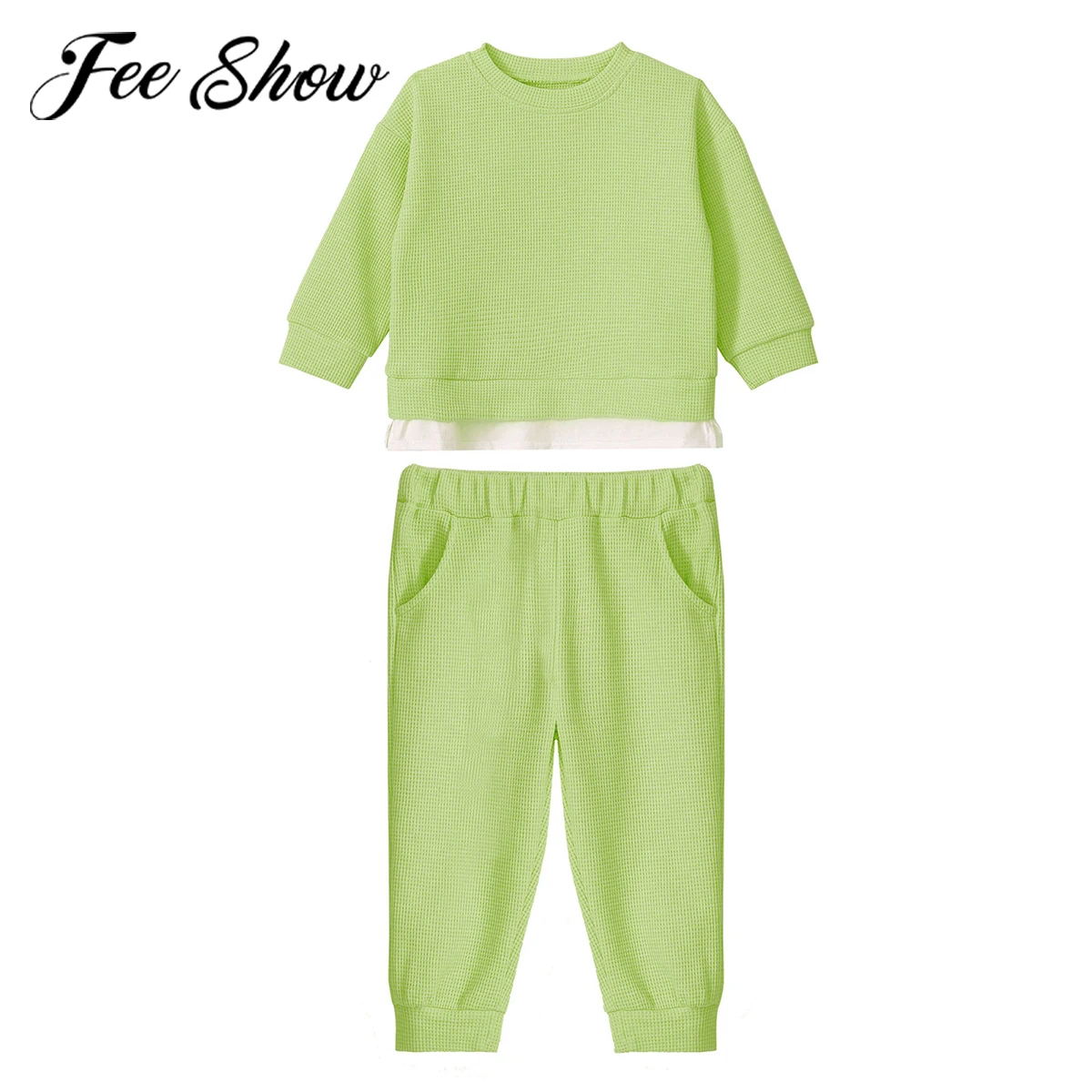

Autumn Baby Boys Girls Leisure Cotton Kintting Clothing Set Toddler Kid Loose Tracksuit Pullovers Tops+Pants 2Pcs Sportswear Set