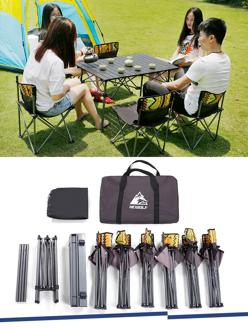Уличный складной стол и стул комплект для отдыха барбекю пикника портативный