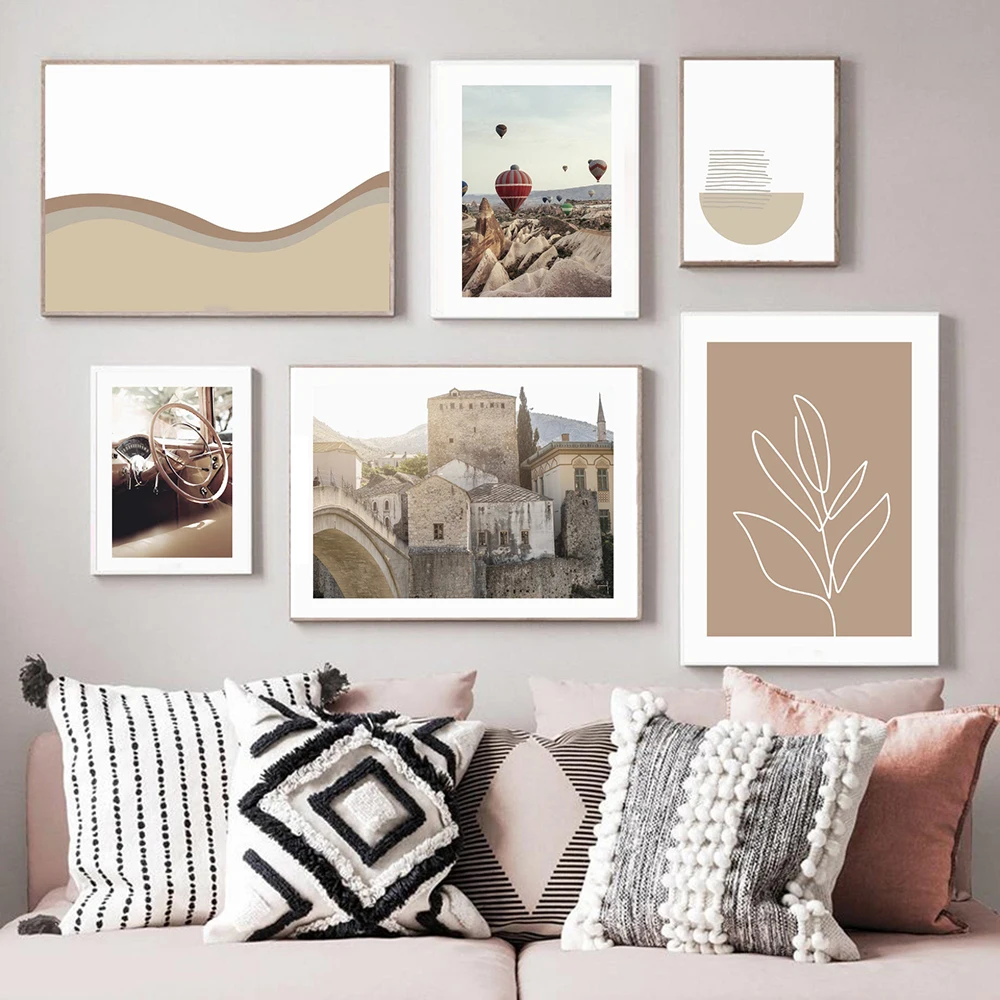 

Landscape Wall Art Canvas Nude Collection Hot Air Balloon Print Mostar Plant Poster Painting Bohemia Wall Picture Home Decor