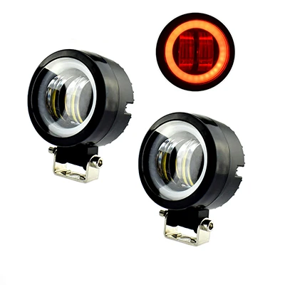 2Pcs-round-red Рабочие Автомобильные фары 12 В 20 Вт светодиодные мото фары дальнего света Ангел глаз лампа Внедорожник Трактор Лодка прожекторы Автомобильная фара - Цвет: 2Pcs-round-red