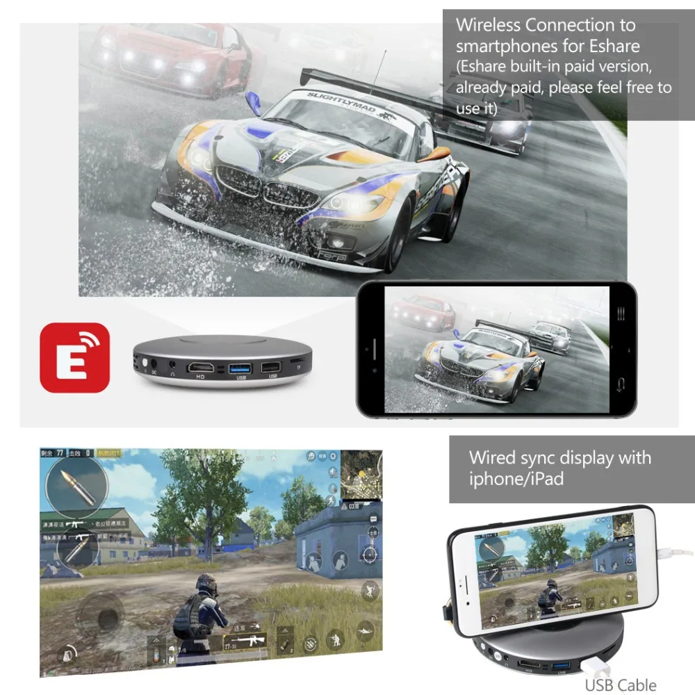 ThundeaL DLP проектор WiFi мини карманный Pico Beamer T18 Max 2G + 32G умный портативный Android для