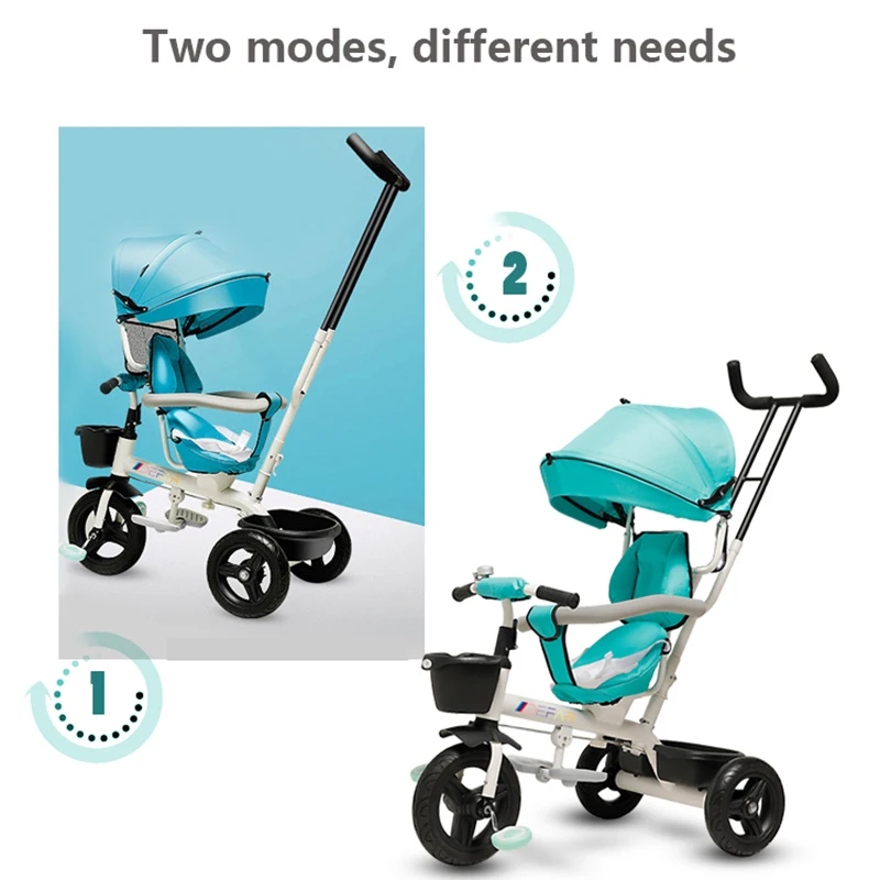 Infant Shining Baby Tricycle Ride on Toys 4 In 1 Three Wheels Stroller Children Bike Seat Multi-function for 1-6Y Children