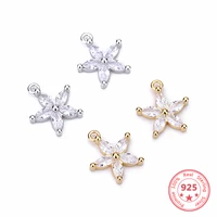 fashion 925 silver color micro inlaid zircon five pointed star flower earrings pendant diy wild accessories making jewelry