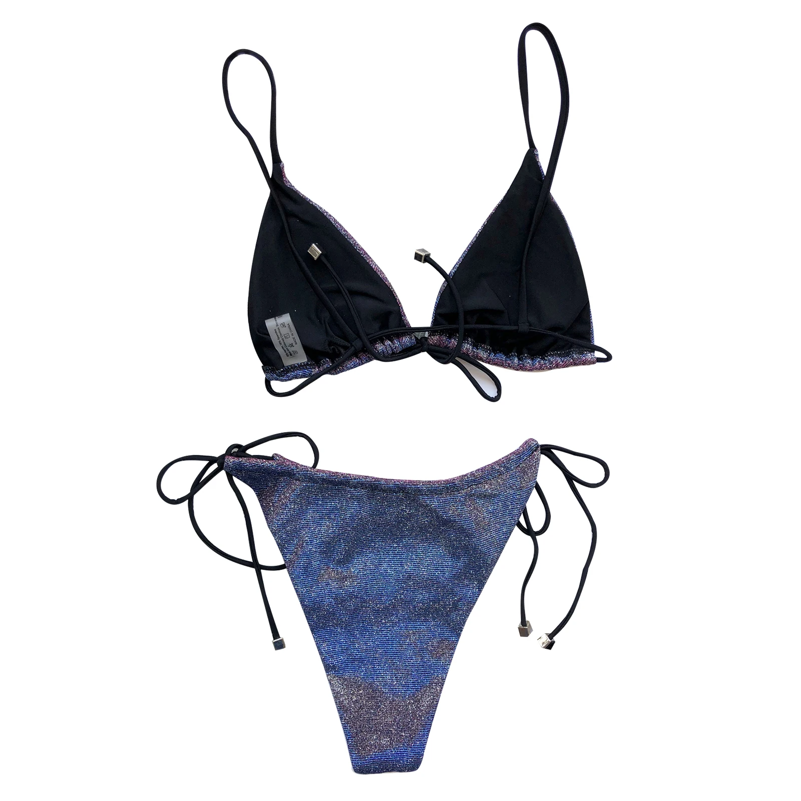 Новейшее женское сексуальное блестящее бикини на шнуровке без рукавов топы