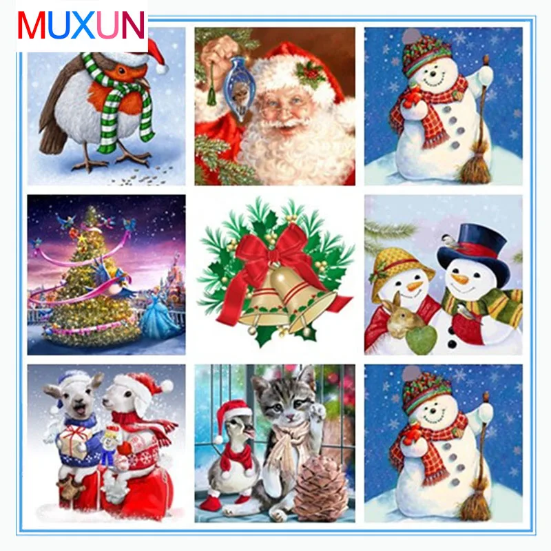 Рождественская открытка подарок полная квадратная/круглая картина из страз 5D