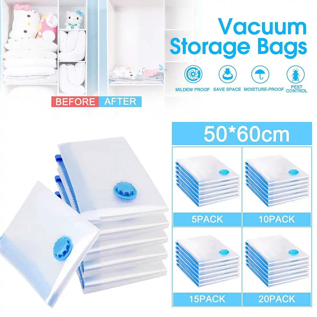 

Waterproof and Dustproof Air Pump Air Compression Bag Vacuum Bag Set for Household Storage Clothing Pillow Bedding