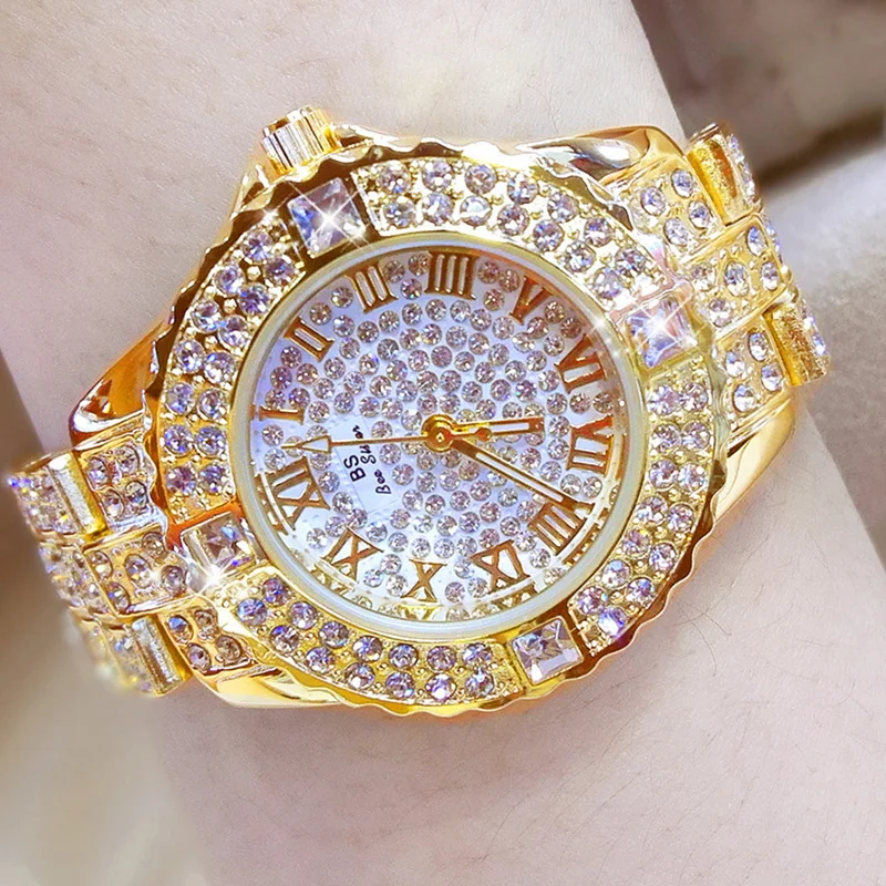 Изысканные женские часы со стразами и римскими цифрами роскошные брендовые