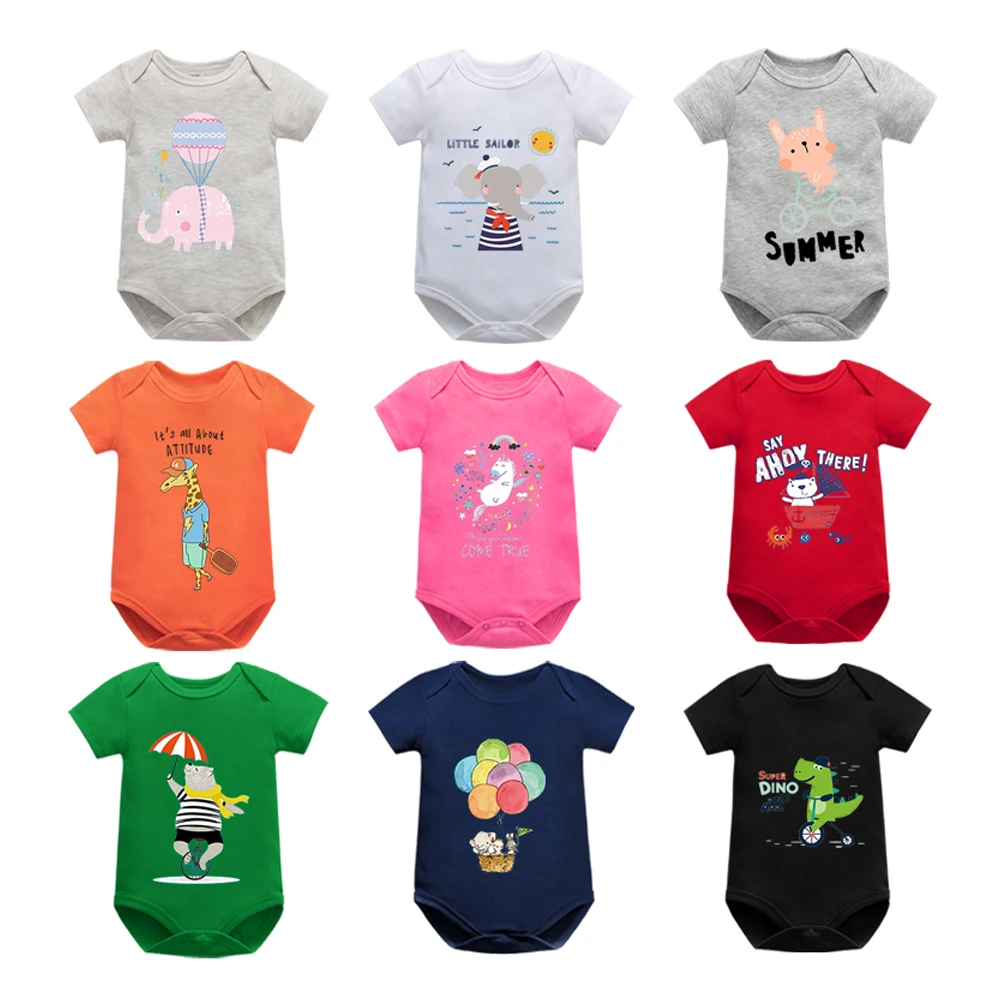 Хлопковый комбинезон для новорожденных с коротким рукавом на Возраст 3-24 месяца |