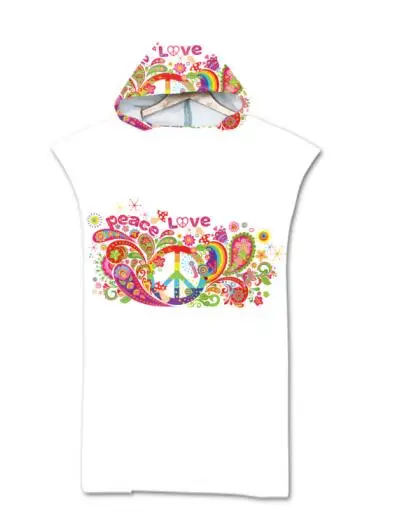 Пальто с капюшоном и нарисованными плащ пляжная Полотенца халат унисекс ванной