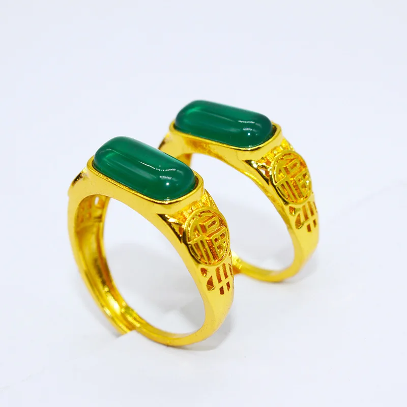 

Natural Hetian Jade Decotation Finger Ring Retro Palace Style Chinese Style Opening Adjustable Design Women's Brand Jewelry