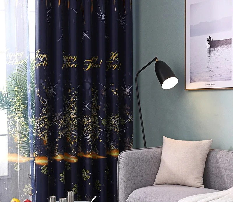 Современные Простые затемненные шторы с принтом звездного оленя для гостиной