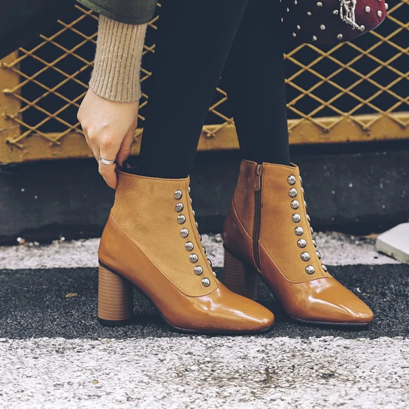 Женские ботинки на высоком каблуке толстом Botas Femininas De Inverno Зимняя теплая женская