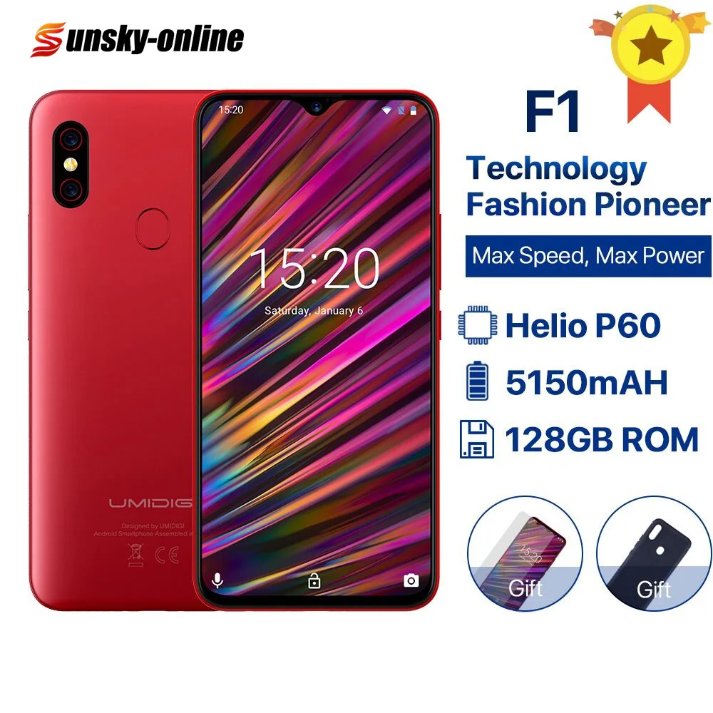 Смартфон UMIDIGI F1 Android 9,0 4 Гб+ 128 ГБ 6," FHD+ 16MP+ 8MP 5150 мАч 18 Вт Быстрая зарядка двойной 4G Восьмиядерный мобильный телефон OTG NFC