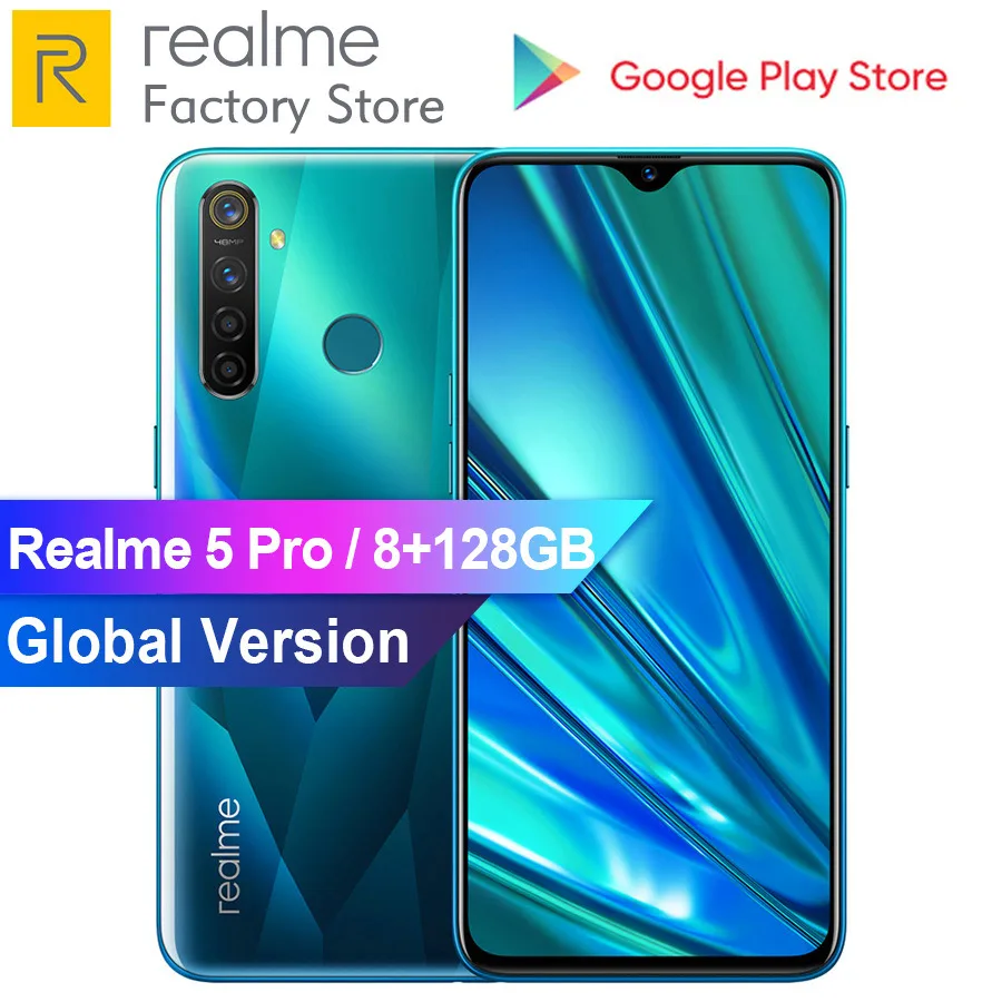 Мобильный телефон OPPO Realme 5 Pro rmx1900 6 3 дюйма 8 Гб ОЗУ 128 ПЗУ Android P Восьмиядерный 4035 мАч